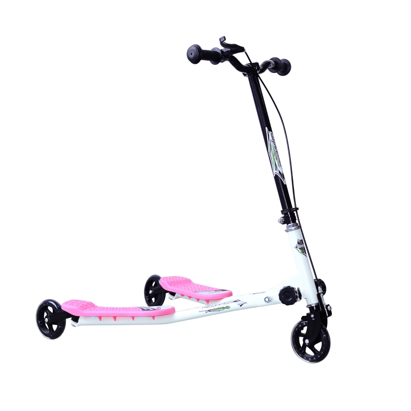 HOMCOM Kids 3 Wheels Foldable Scooter-Pink/White