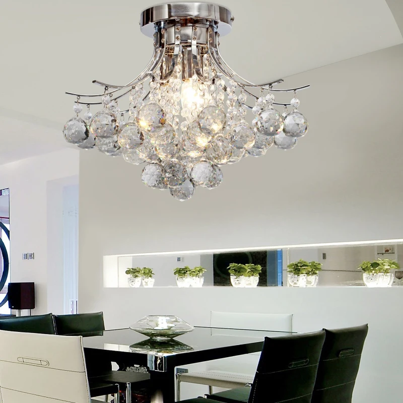HOMCOM Dining Room Ceiling Lights, Modern K9 Crystal Chandelier