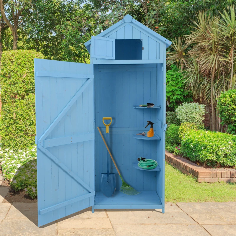 Outsunny Garden Shed, Water-resistant Spire Roof-Blue