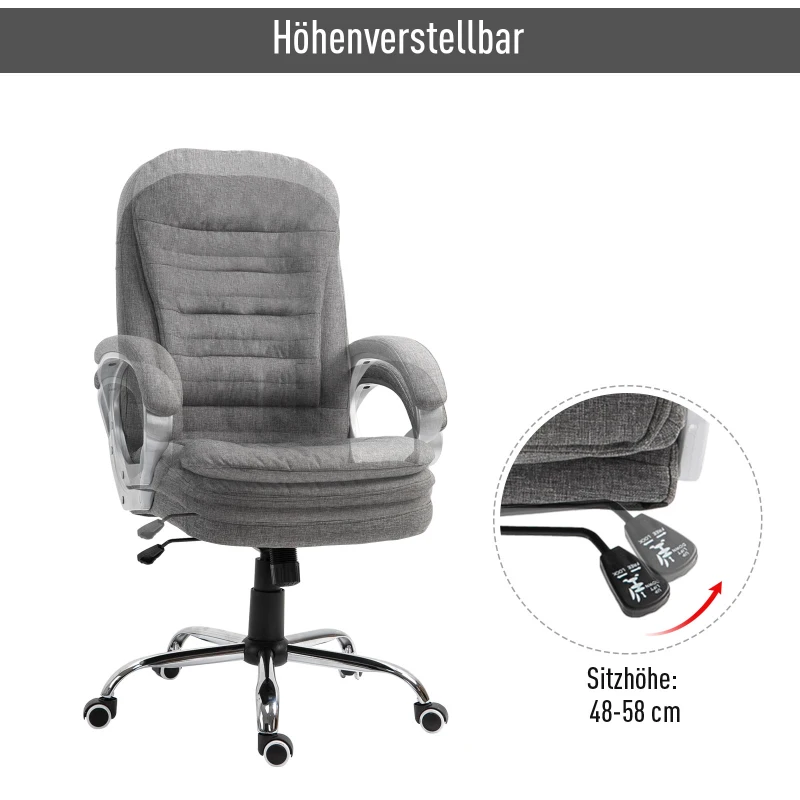 Vinsetto Ergonomische Bureaustoel Schommelfunctie Grijs