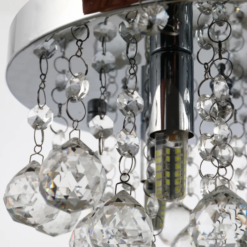 HOMCOM Mini Style Modern Crystal Ceiling Lamp Chandelier for Bedroom Kitchen Silver