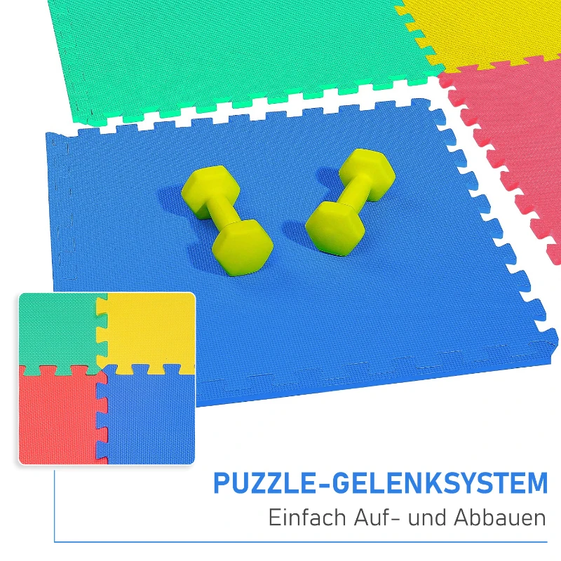 HOMCOM Puzzelmat speelkleed vloermat kinderspeeltapijt gymnastiekmat veelkleurig 8-delig