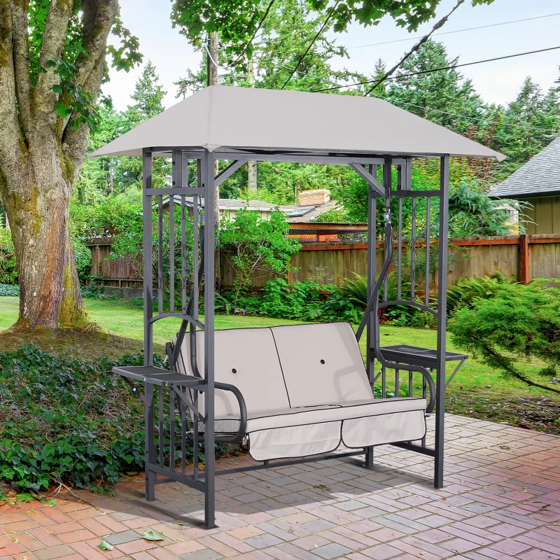 Outsunny Garden Texteline 2 Person Swing Chair-Beige