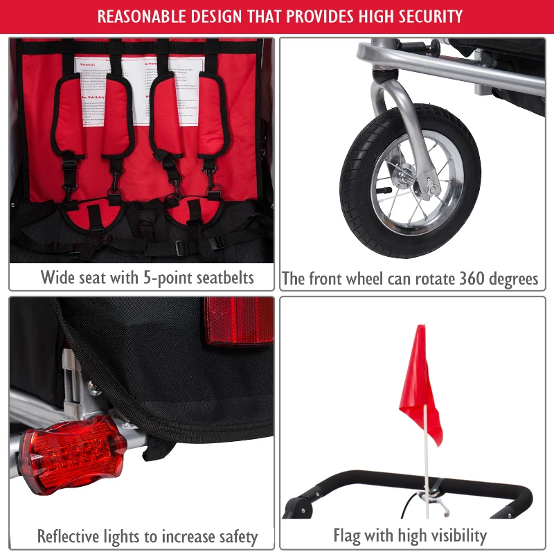 HOMCOM 2-Seater Child carrier Baby Stroller