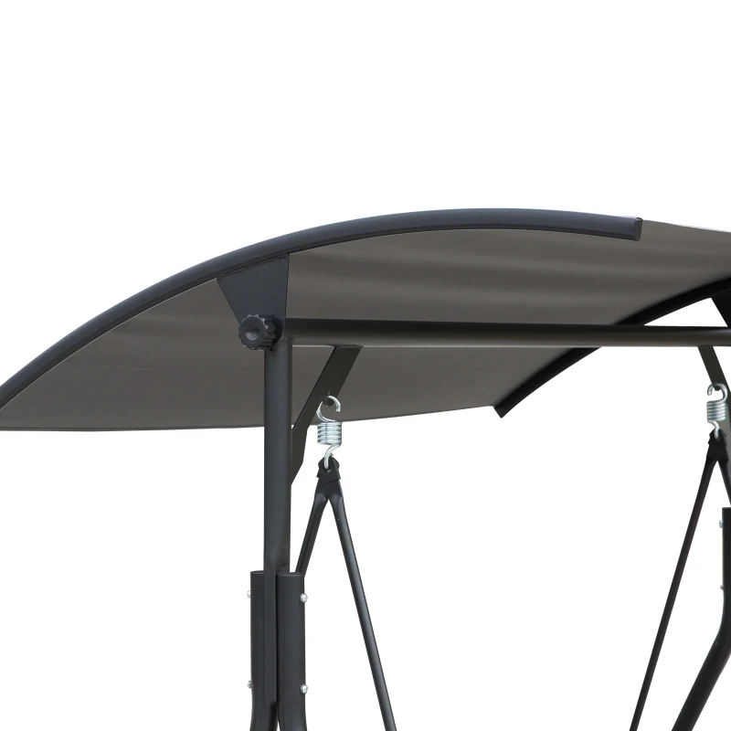 Outsunny 2-Seat Swing Chair Middle Table Steel Frame Adjustable Canopy Sling Seats Grey