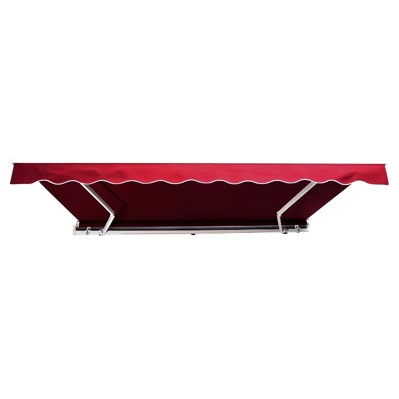 Outsunny Manual Retractable Awning, 3x2.5 m-Red