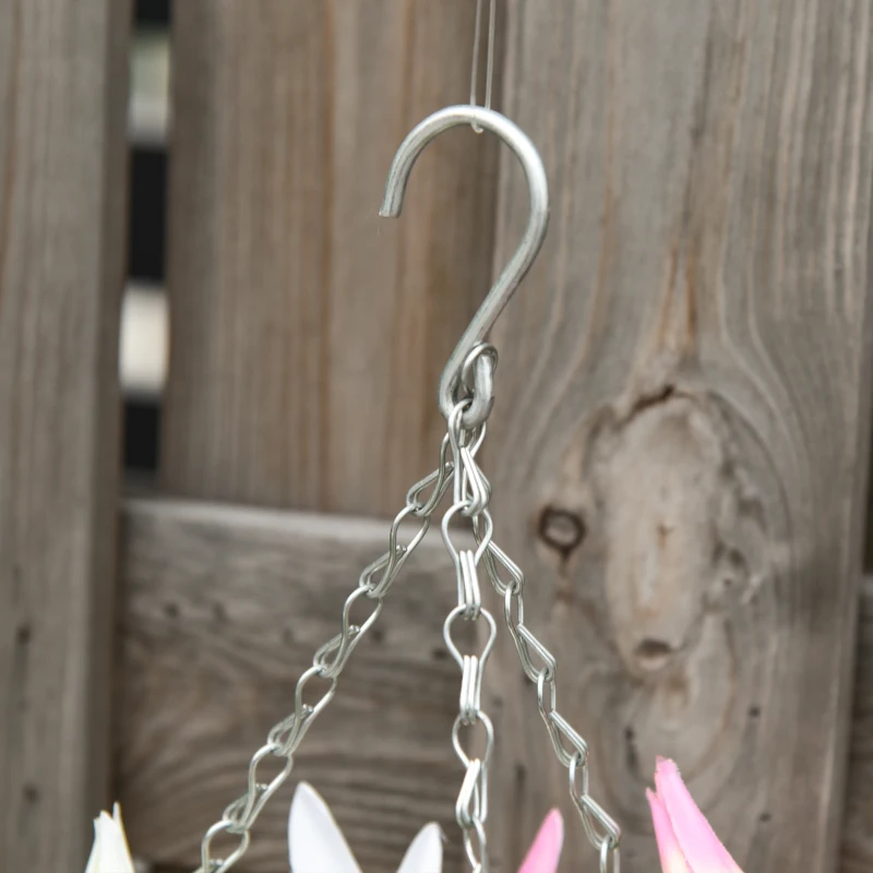 Outsunny 2 PCs Artificial Clematis Flower Hanging Planter Basket for Indoor Outdoor Décor