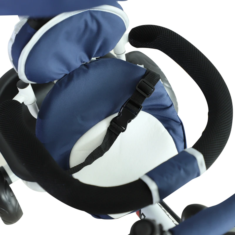 HOMCOM 4-in-1 kinderdriewieler kinderfiets driewieler buggy aluminium metaal blauw