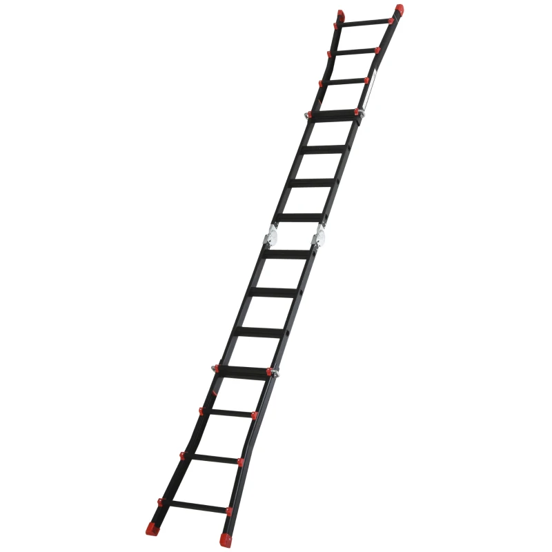 HOMCOM 4M Aluminium Telescopic Extendable Ladder w/ Non-Slip Feet