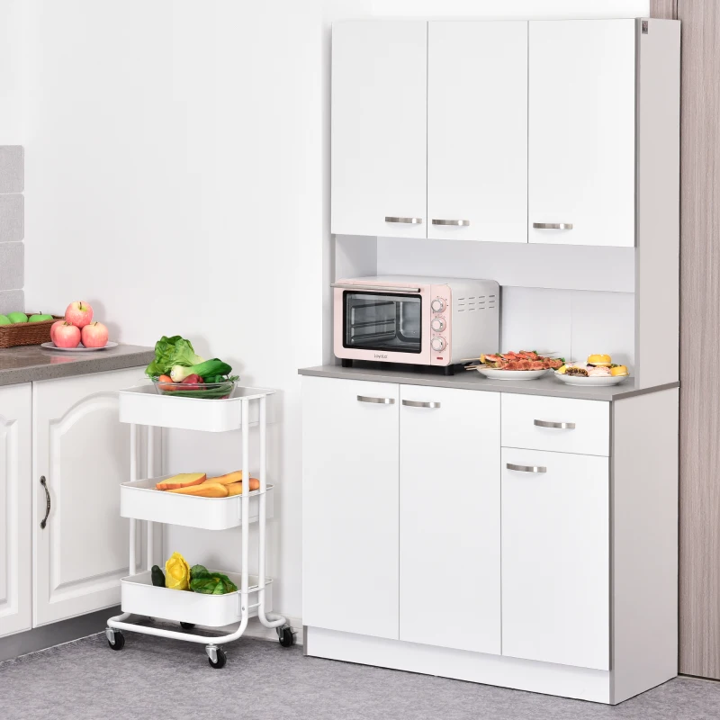 HOMCOM 4-Door Kitchen Display-White
