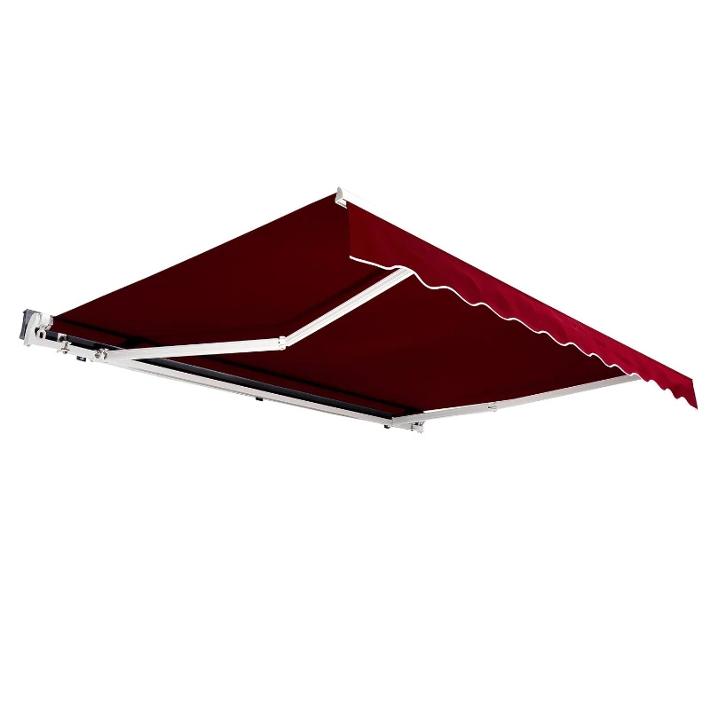 Outsunny Manual Retractable Awning, 3x2.5 m-Red