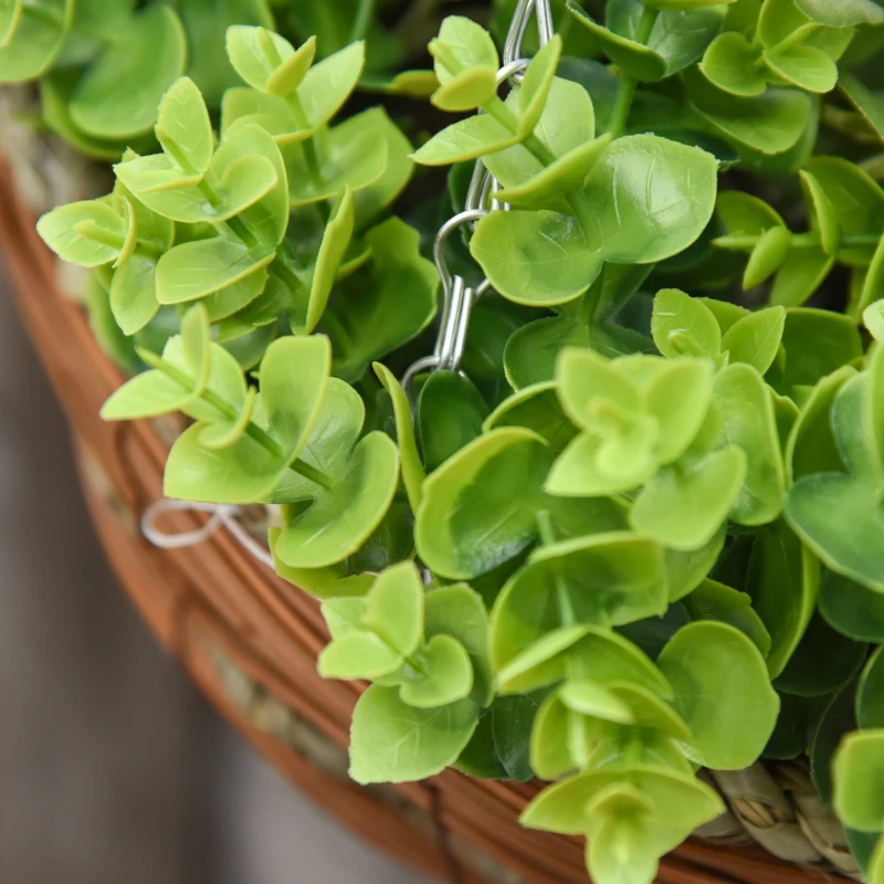 Outsunny 2 PCs Artificial Clematis Flower Hanging Planter Basket for Indoor Outdoor Décor