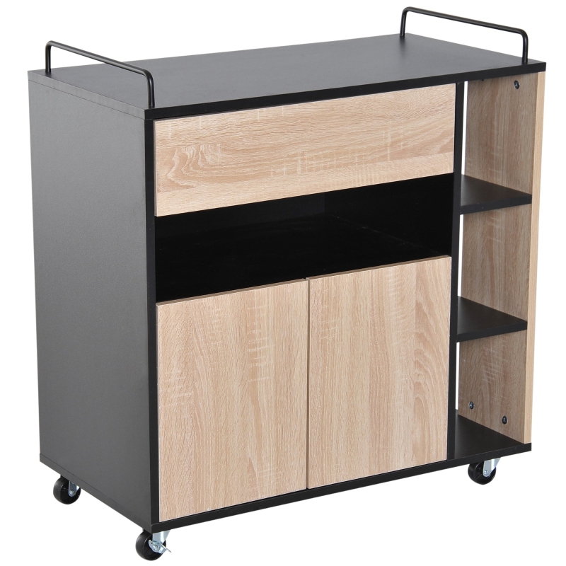 HOMCOM Rolling Kitchen Storage Trolley Cart Cupboard Island Shelves With Locking Wheels