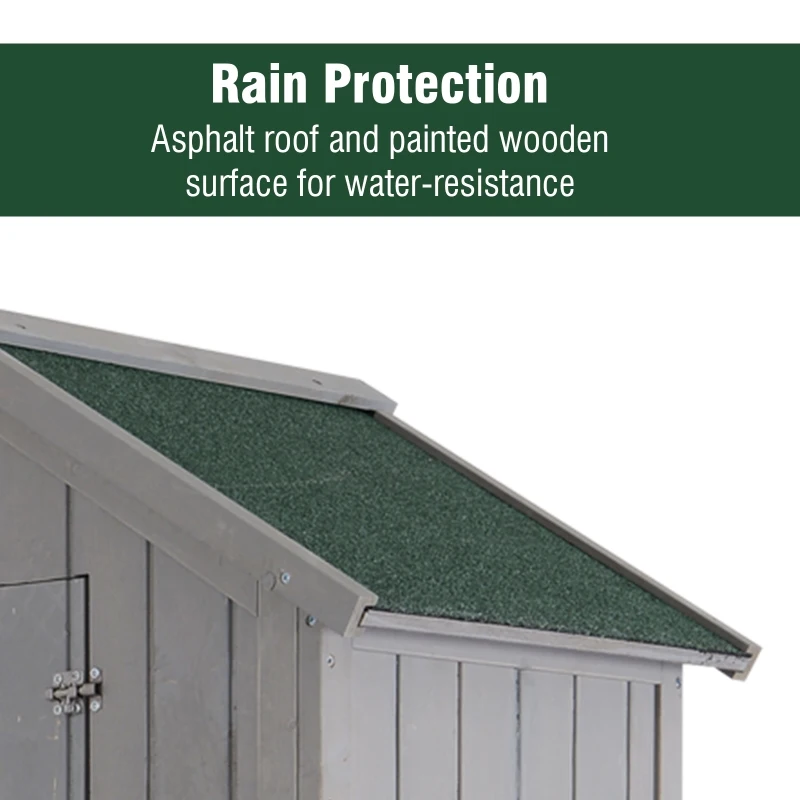 Outsunny Garden Shed Tool Room Storage House Water-resistant Spire Roof Pine Cedarwood -Grey