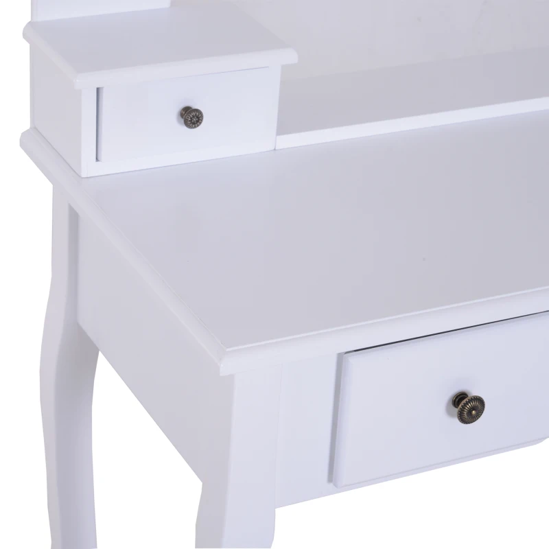 HOMCOM make-uptafel kaptafel kappen make-uptafel met spiegel krukje wit / zwart