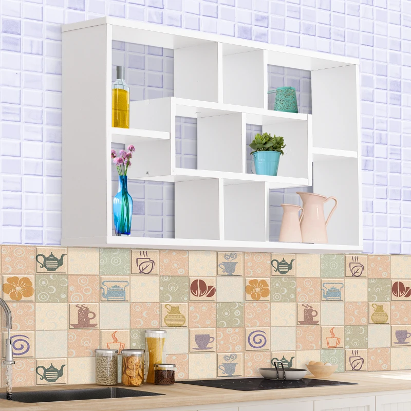 HOMCOM Wandstelling hangende stelling zwevende plank rek boekenplank wandplank organizer hout