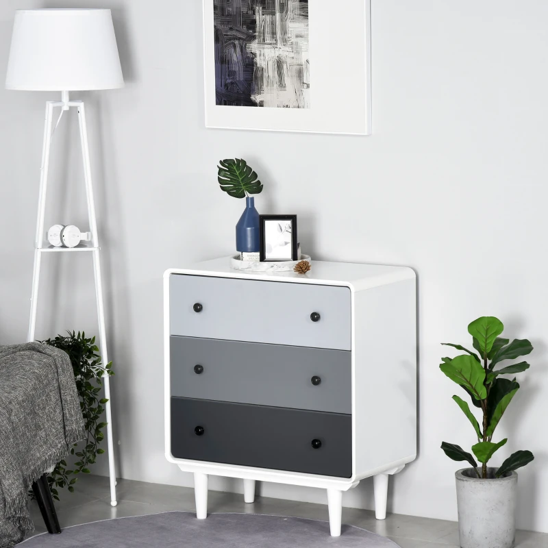 HOMCOM Nordic Side Cabinet Home Organizer w/ 3 Storage Drawer for Bedroom, Living Room