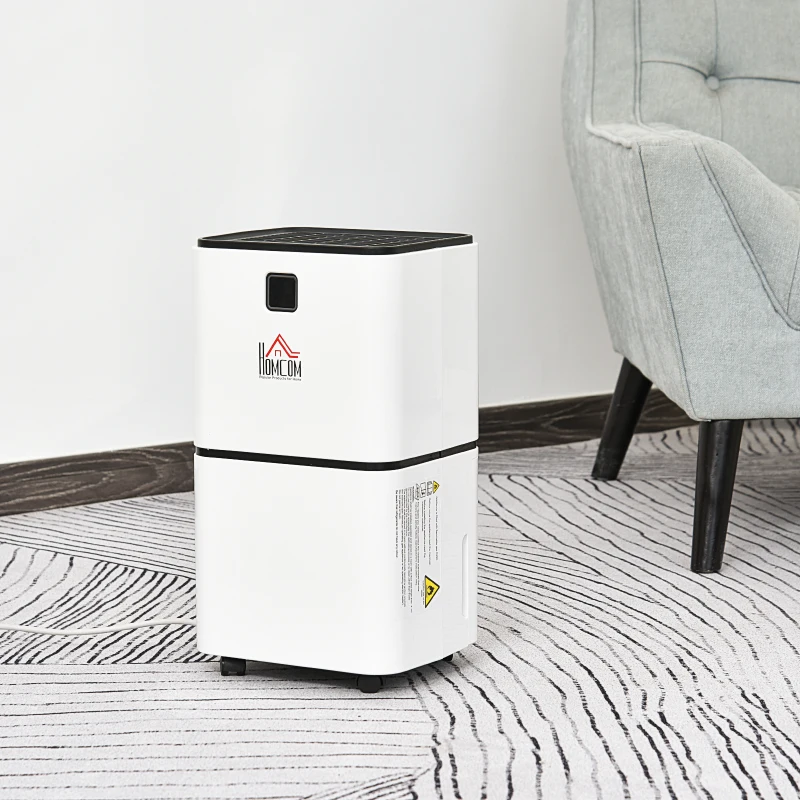 HOMCOM-luchtontvochtiger met 3 modi en 24-uurs timer kamerontvochtiger ABS wit