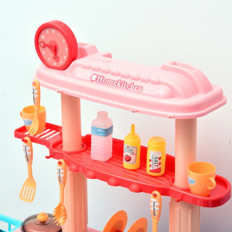 HOMCOM Pflegecenter für Puppen Puppenpflege-Station Spielcenter mit Puppenstuhl Badewanne 28-Teilige Zubehör Rosa ab 3 Jahre 52x30,5x72 cm
