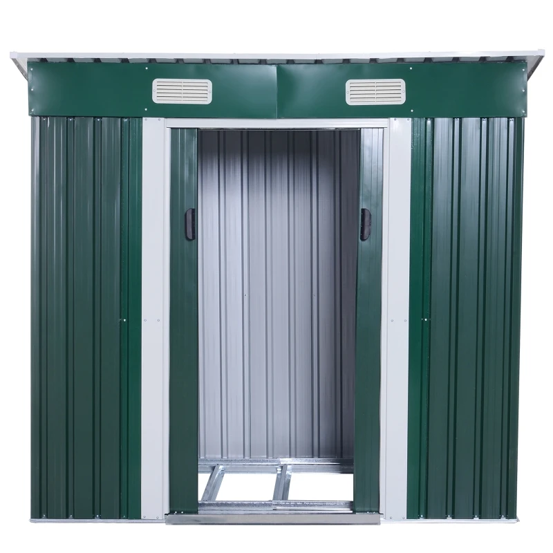 Outsunny Metal Garden Shed W/ Free Foundation, 2x1.2 m-Dark Green