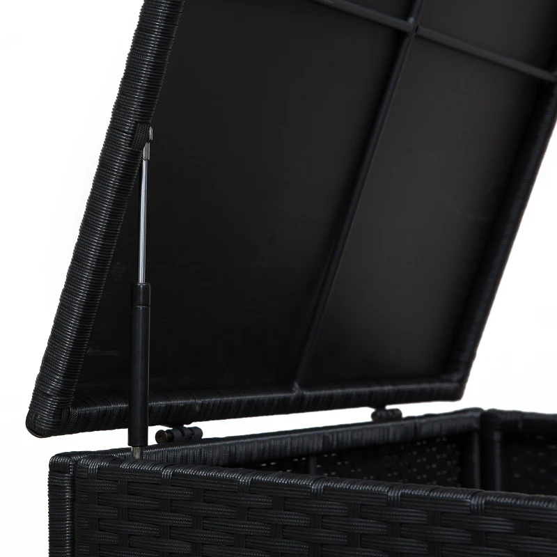 Outsunny 4 pcs Rattan Furniture Sofa Storage Table Set w/ 2 Drawers Corner Table Black