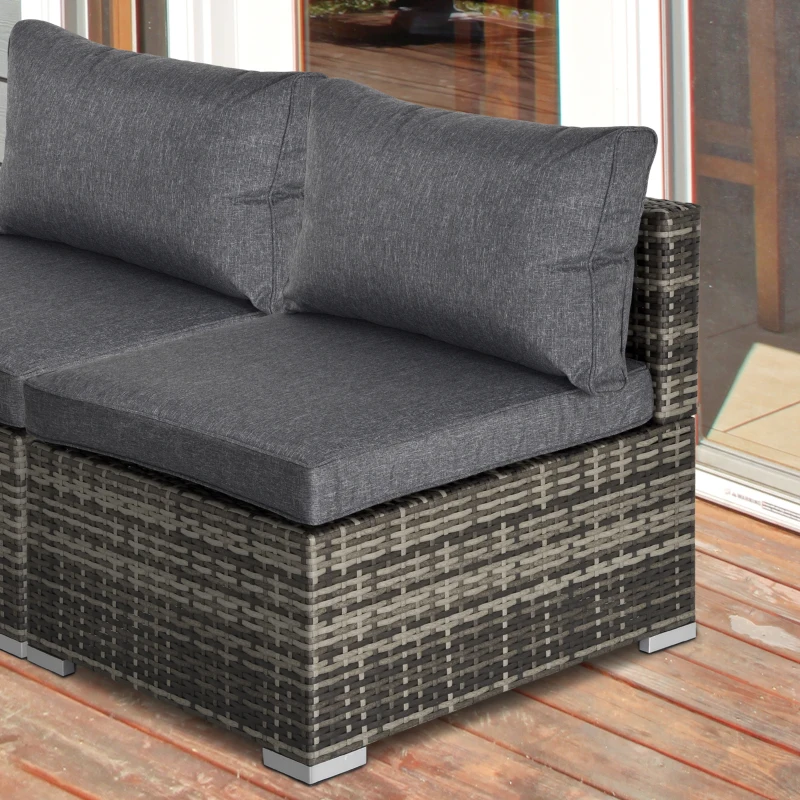 Outsunny Outdoor Garden Furniture Rattan Single Sofa w/ Cushions Deep Grey