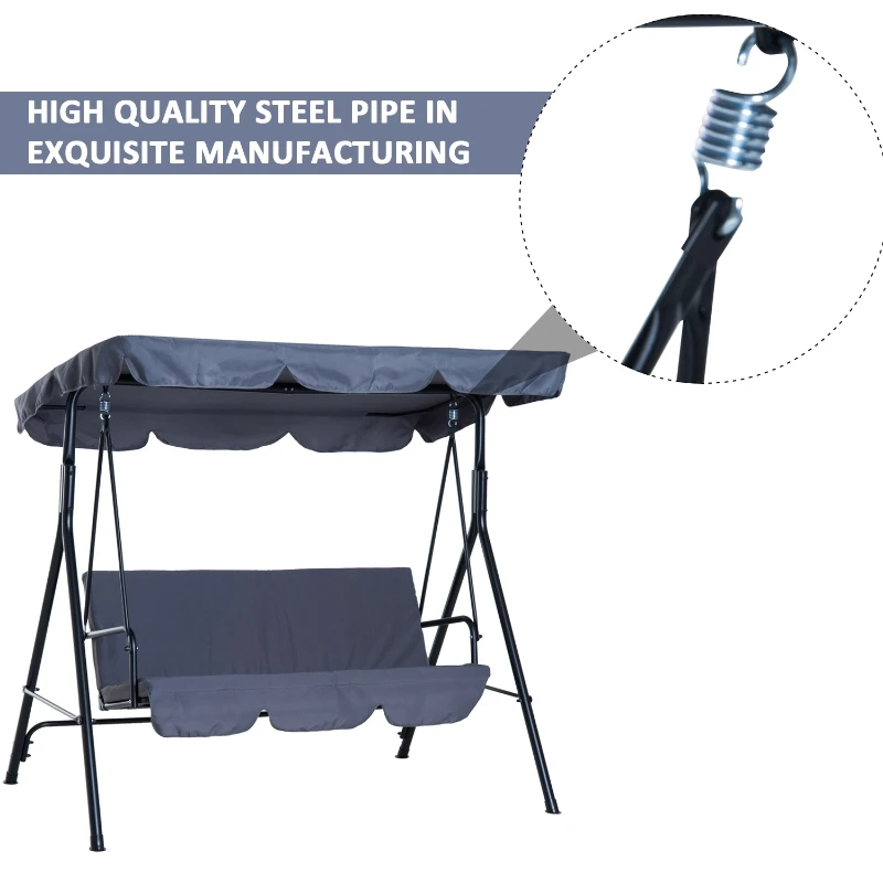 Outsunny Swing Chair with Canopy, 3-Seater Grey