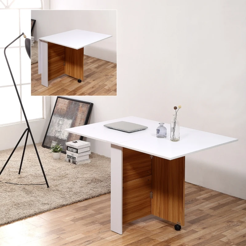 HOMCOM klaptafel mobiele tafel met wielen bureau bijzettafel Bureau