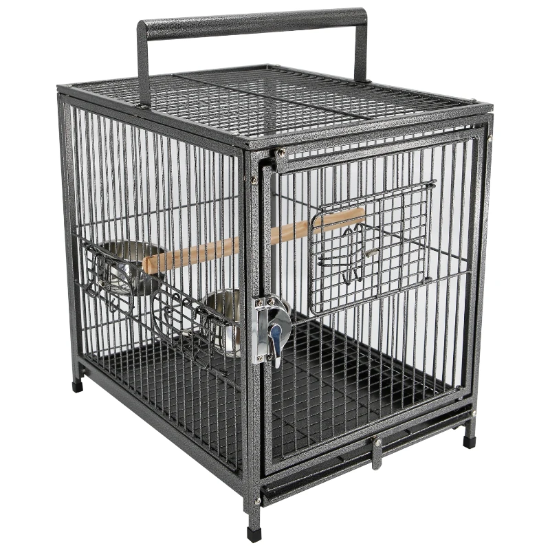 Pawhut Bird Travel Cage, 46Lx36Wx56H cm, Metal-Black