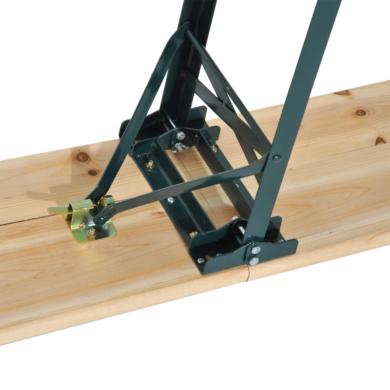 Outsunny Steel Frame Portable Folding Picnic Table Bench Set Dark Green