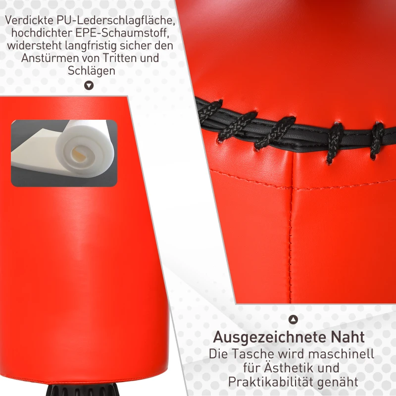 HOMCOM Staande bokszak bokstrainingstoestel boksassistent training bokszak zwart rood 88 x 48 x 160 cm | Aosom.de