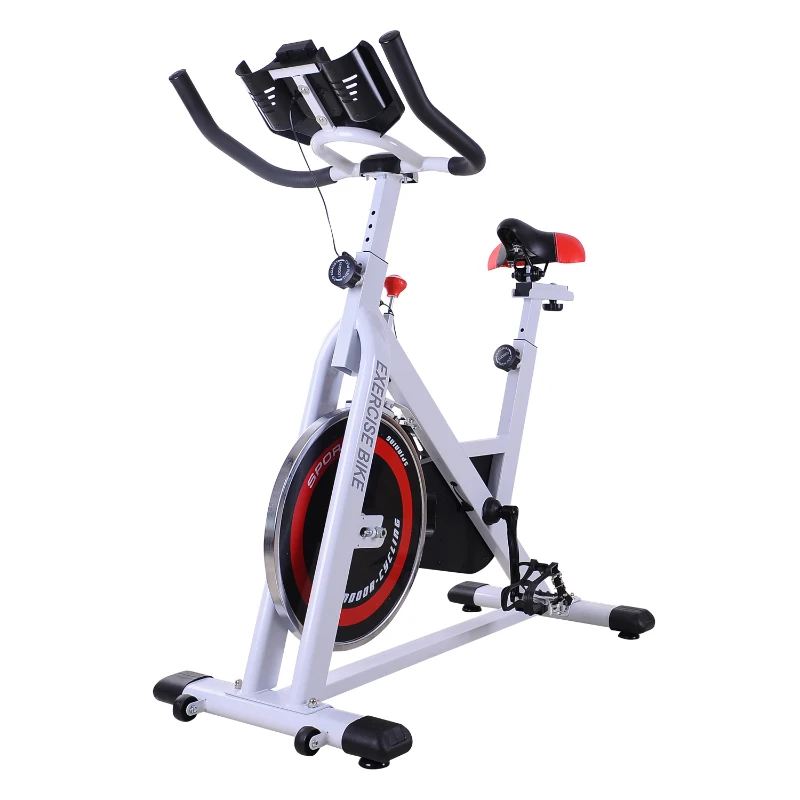 HOMCOM Adjustable Racing Exercise Bike W/Resistance-White/Red/Black