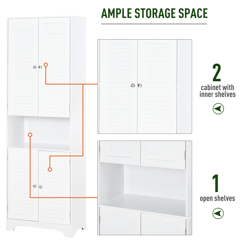 HOMCOM MDF Freestanding 6-Tier Bathroom Storage Cabinet White