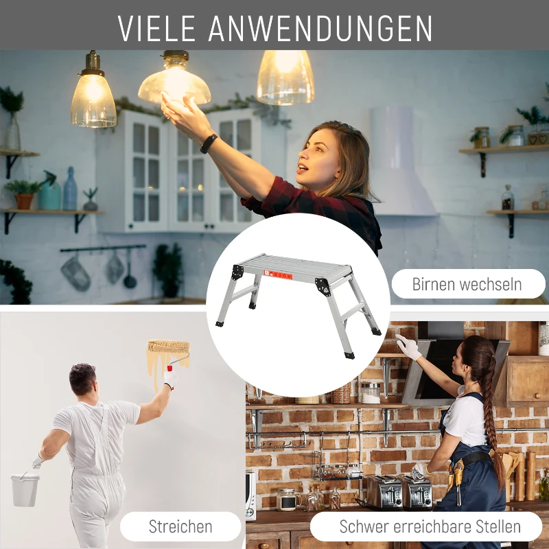 Homcom werkplatform aluminium opstap | Aosom.de