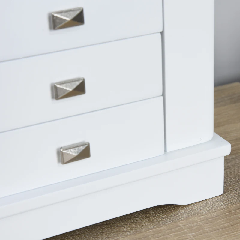 HOMCOM sieradenbox sieradenkastje wit met schuiflades spiegel wit