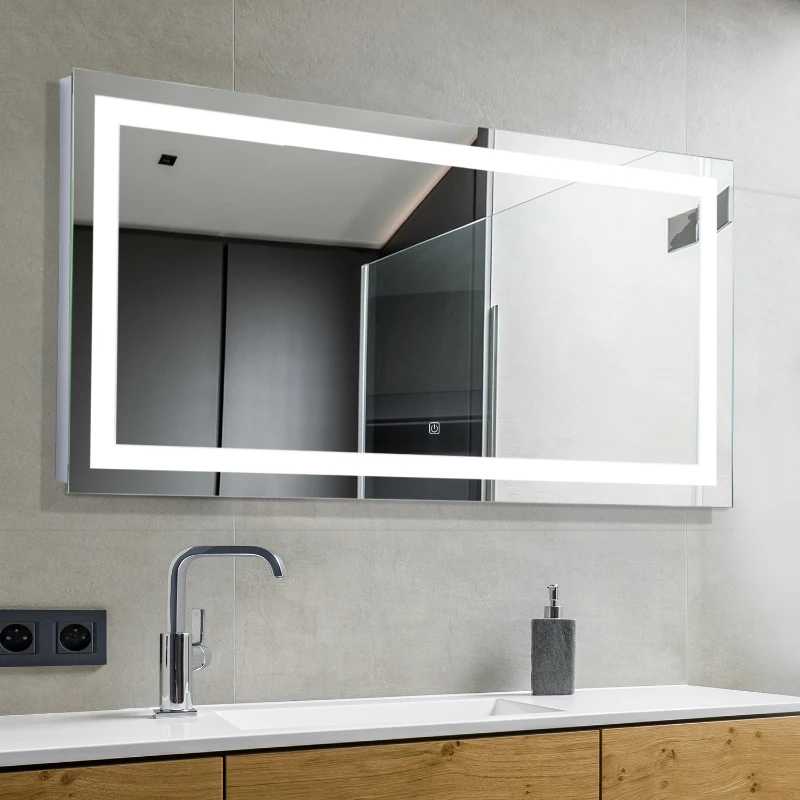 HOMCOM LED Illuminated Bathroom Mirror, 120Wx60HX4D cm-Silver