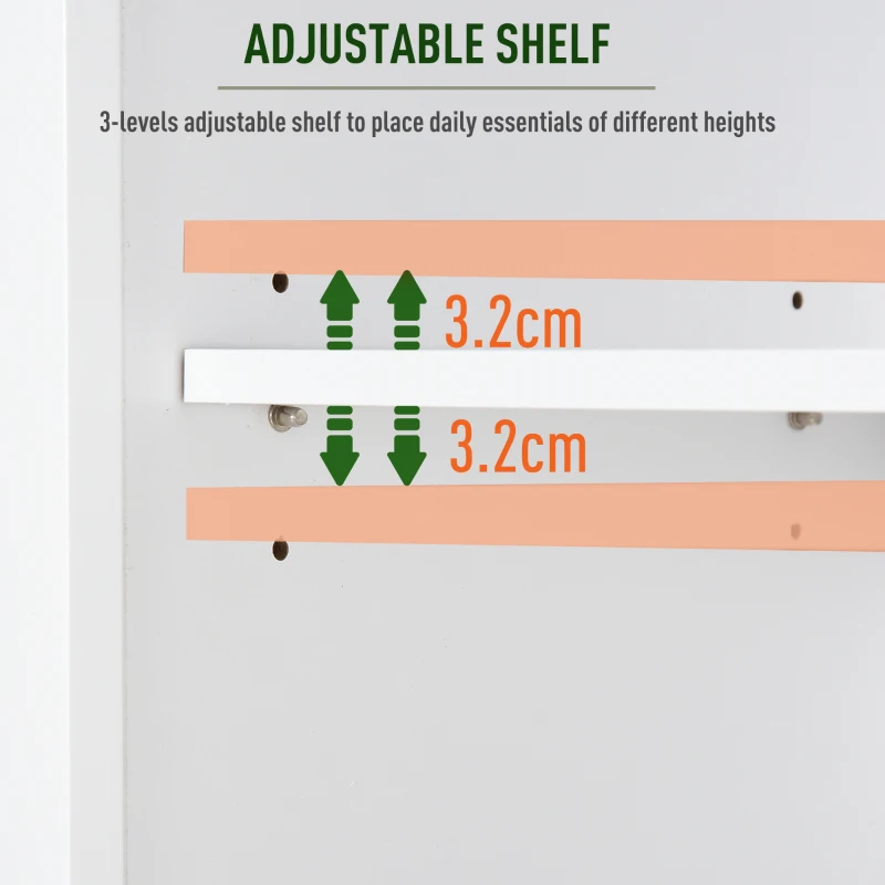 HOMCOM MDF Freestanding 6-Tier Bathroom Storage Cabinet White
