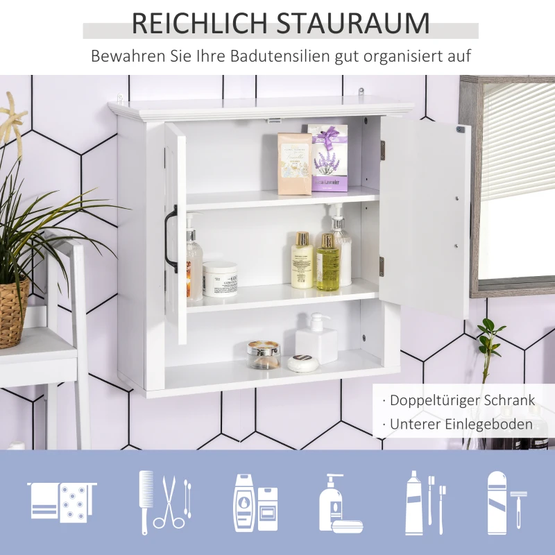 HOMCOM® keukenkast wandkast badkamerkast badkamermeubel wandkast verstelbare plank hout wit 60 x 19,8 x 58 cm | Aosom.de