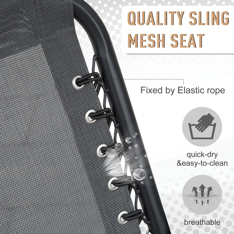 Outsunny 2-Seat Swing Chair Middle Table Steel Frame Adjustable Canopy Sling Seats Grey