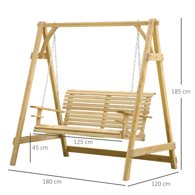 Outsunny 2-Seater Larch Wood Swing Chair Bench