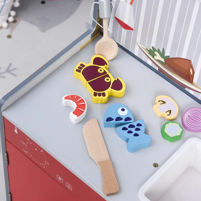 Kinderkeuken en kinderbrandweerkazerne 2-in-1 speelkeuken met accessoires 3+ grenen MDF