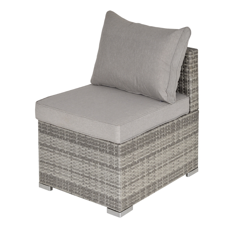 Outsunny Outdoor Garden Furniture Rattan Single Sofa w/ Cushions Light Grey