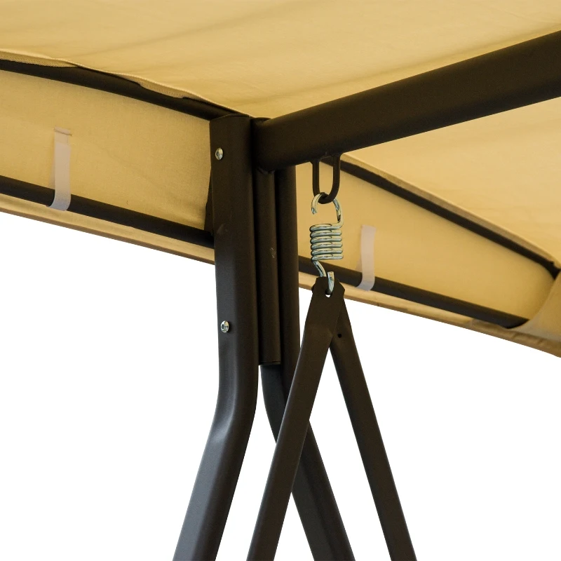 Outsunny Swing Chair Hammock 3 Seater Canopy Cushion Shelter Outdoor Bench Steel Beige Garden