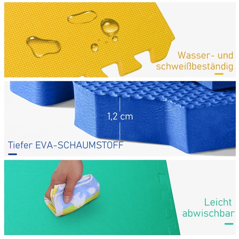 HOMCOM Puzzelmat speelkleed vloermat kinderspeeltapijt gymnastiekmat veelkleurig 8-delig