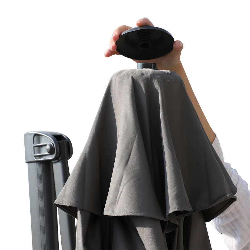 Outsunny Roma Sun Umbrella Cantilever Parasol 360° Rotation w/ Cross Base