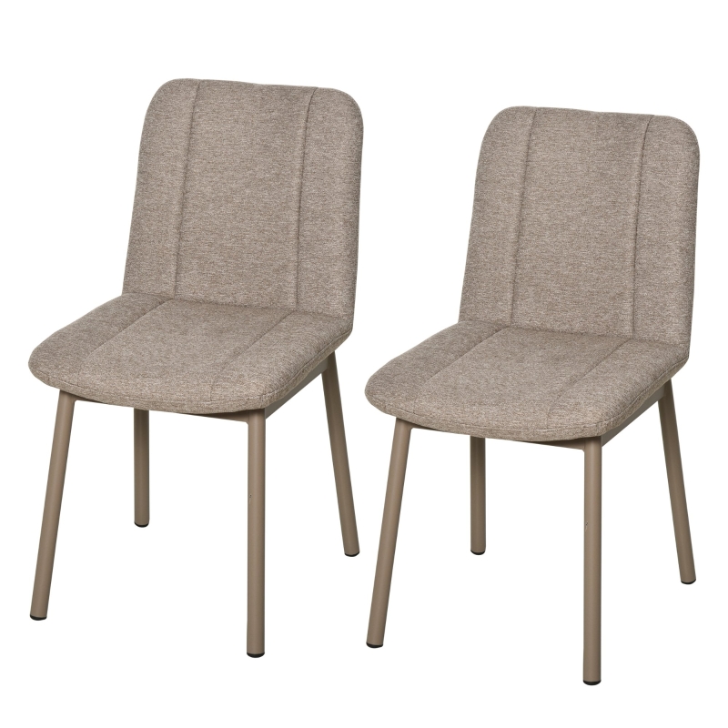 HOMCOM 2 Pieces Armless Dining Chair with Metal Leg Sponge Padding for Home Office