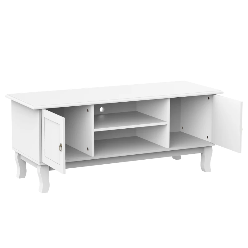 HOMCOM lage tv-kast tv-tafel tv-meubel houten poten woonkamer MDF 120 cm wit
