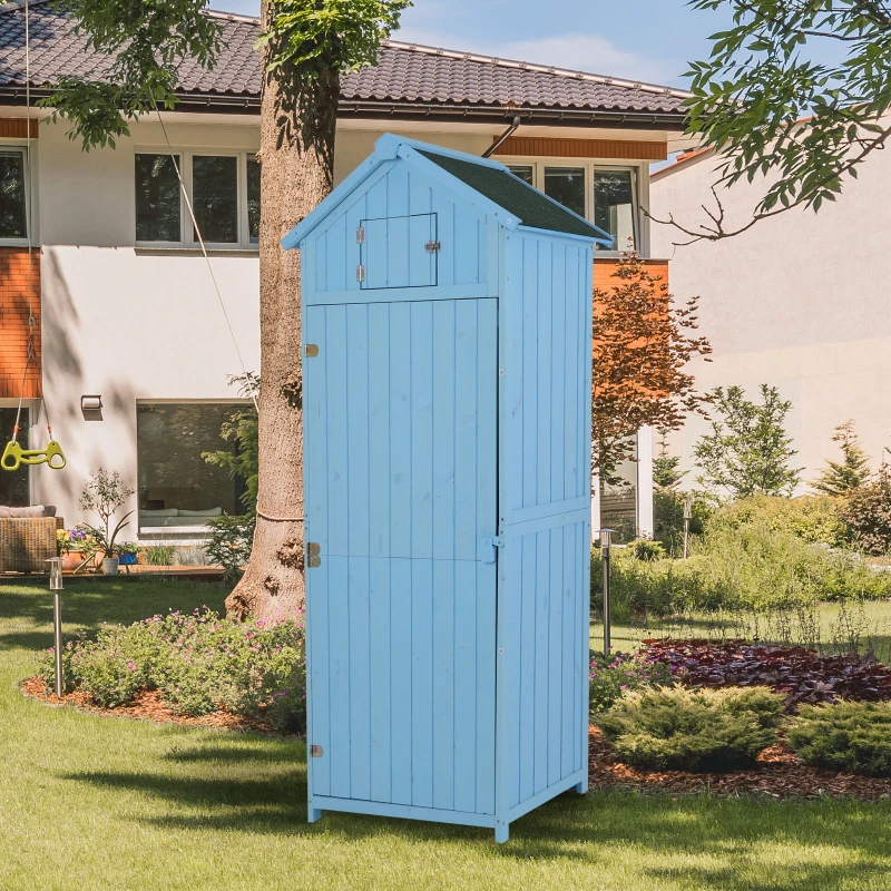 Outsunny Garden Shed, Water-resistant Spire Roof-Blue