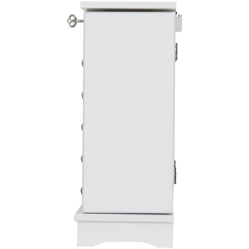 HOMCOM sieradenbox sieradenkastje wit met schuiflades spiegel wit