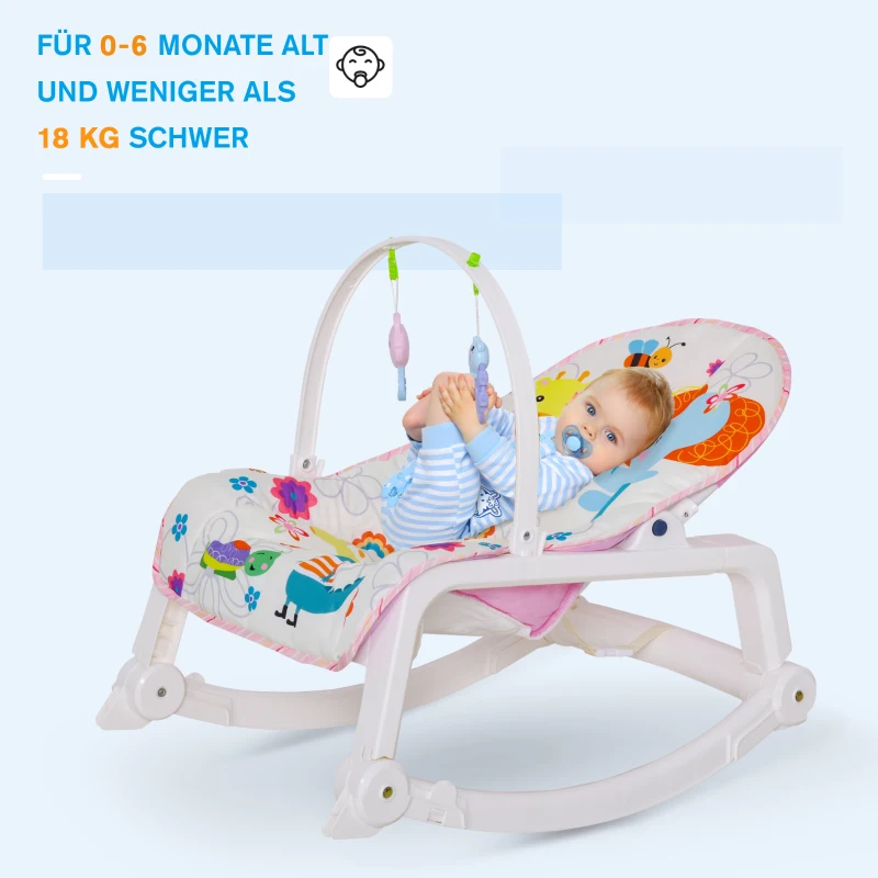 HOMCOM® Baby Schaukelsitz Schaukelstuhl vibrierende Babywippe mit Musik Tiermuster